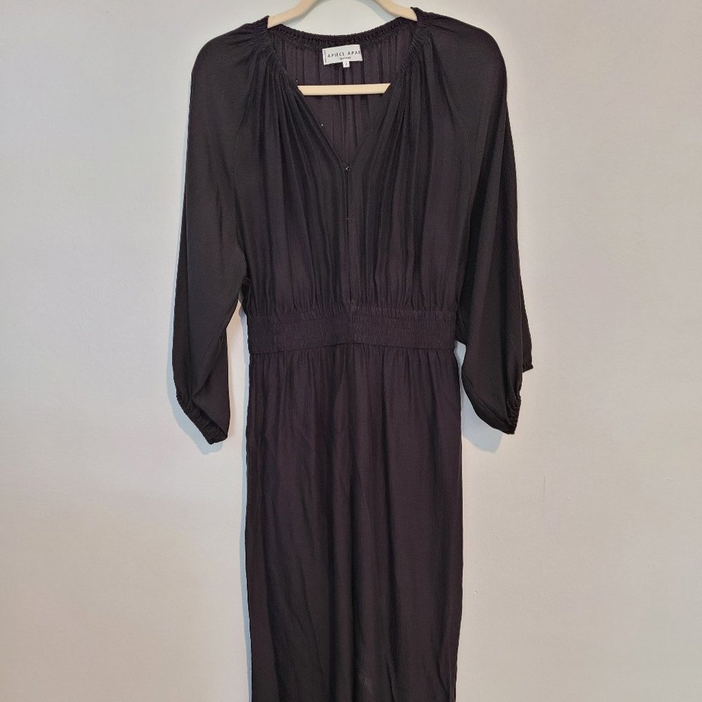 APIECE APART Silk V-Neck Jumpsuit (XS, Black)